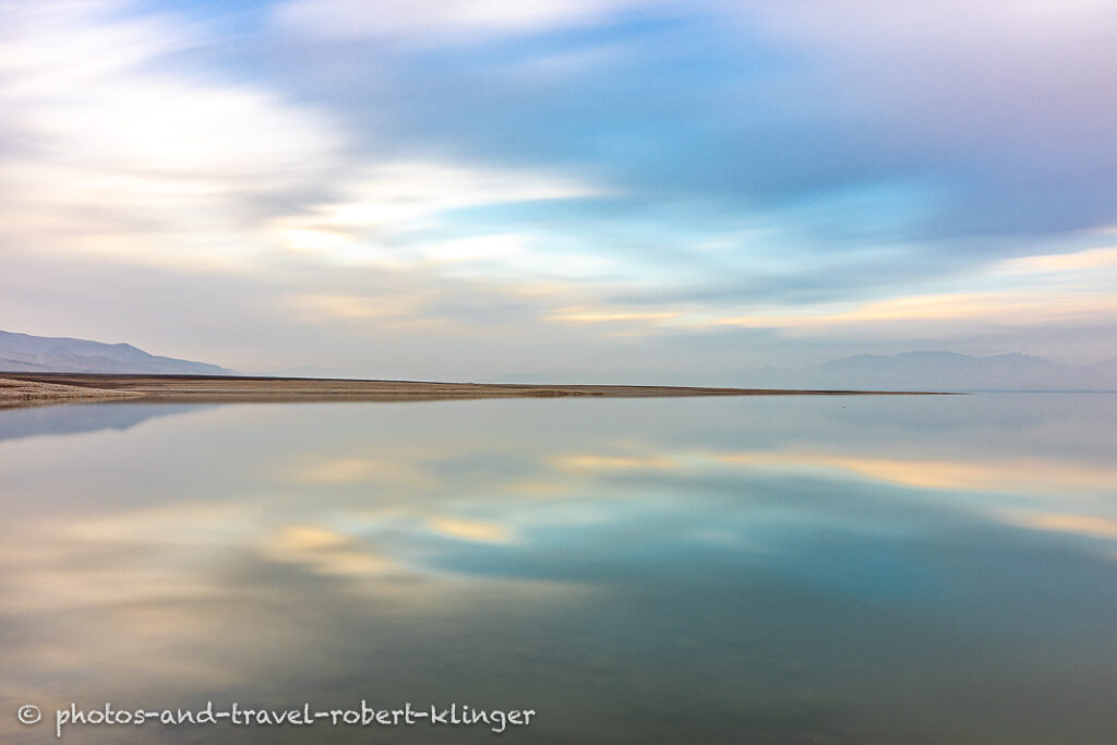 A sunset at Lake Dukan in Iraq,