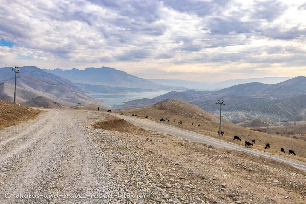 A gravel road along Lake Dukan