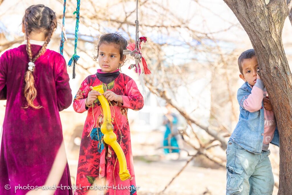 Kurdish children playing in their village