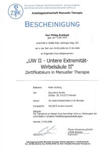 Bescheinigung Untere Extremität-Wirbelsäule 2 Manuelle Theraphie Physiotherapie Praxis Kreuzlingen Philipp Breitkopf