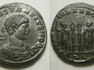 Constantius II follis -GLORIA EXERCITVS - PLG - 330AD