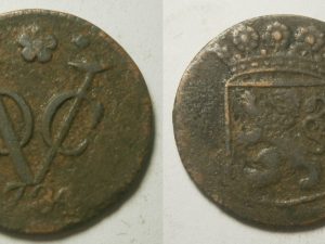 Holland Indiae Batav Duit 1809 OVER 1808 -uiterst zeldzaam