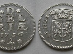 Gelderland Afslag ½ Duit 1756 zilver P/UNC