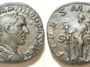 Philippus I Æ Sestertius -FIDES MILITVM S-C- 244/5 AD