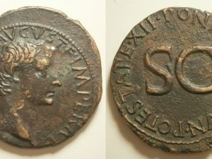 Tiberius Æ As -PONTIFEX TRIBVN POTESTATE XII- 10 AD