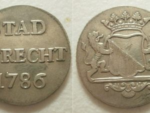 Utrecht Stad Duit 1786 Zilver - zeldzaam -