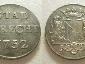 Utrecht Stad Duit 1752 zilver  -R - zeldzaam