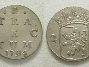 Utrecht Dubbele wapenstuiver 1794 met kabelrand !