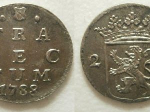 Utrecht Dubbele wapenstuiver zilver 1788 met kabelrand !