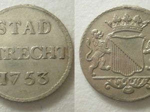 Utrecht Stad Duit 1753 zilver  -RRR -