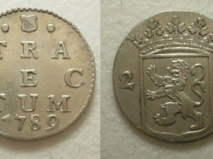 Utrecht Dubbele wapenstuiver zilver 1789 met kabelrand !