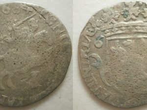 Deventer Rijderschelling 1684 mmt zittende hond onder paard