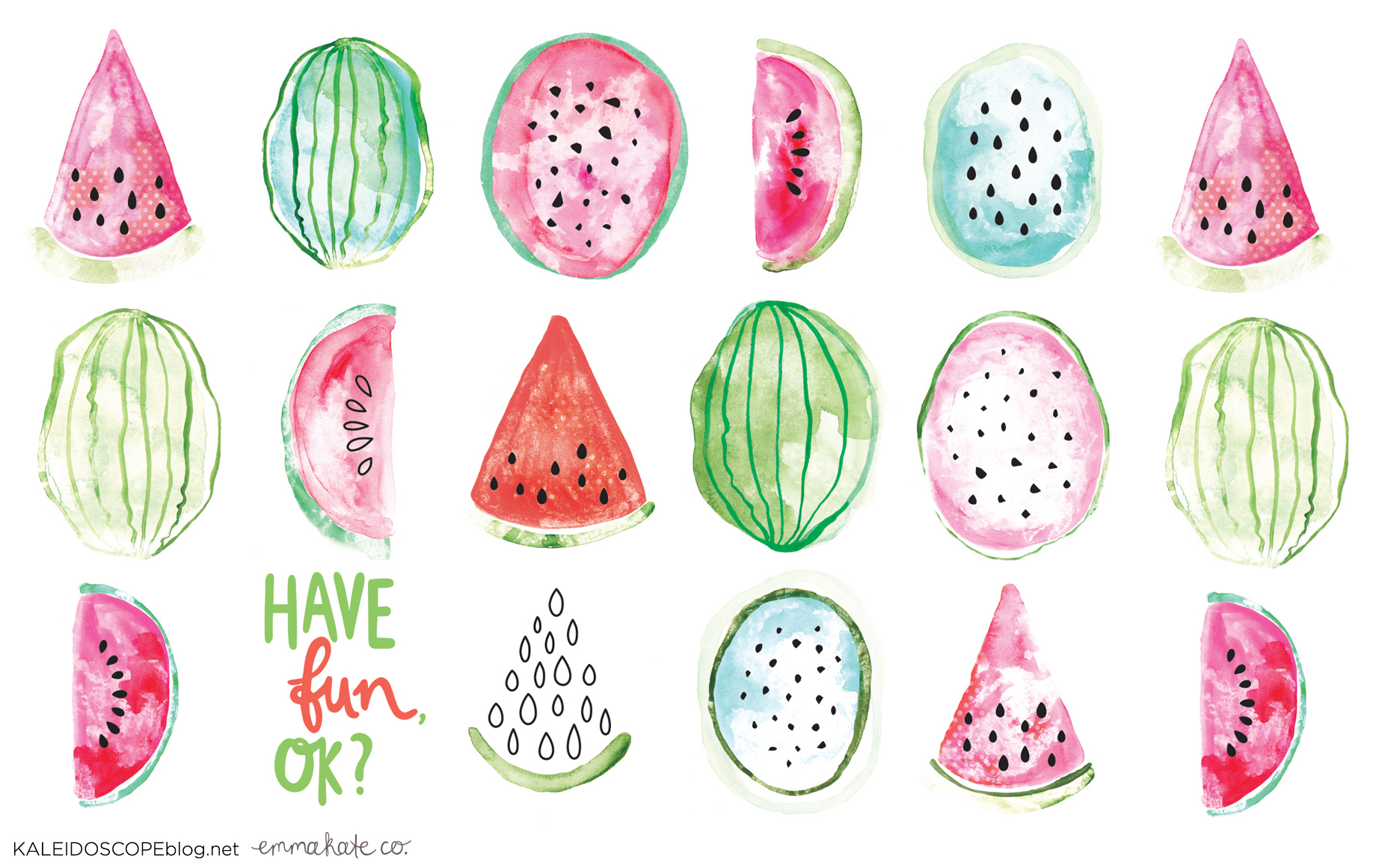 Kaleidoscope Desktop Wallpaper Melons by Emma Kate Co