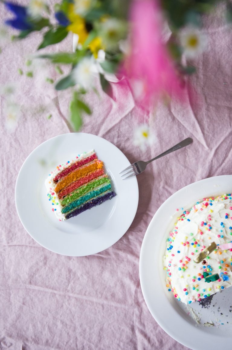 Rezept für den leckersten Regenbogenkuchen zum Kindergeburtstag