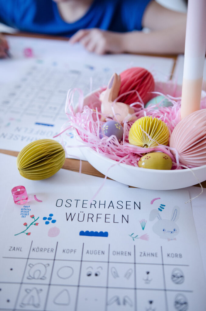 Osterhasen würfeln Free Printable 