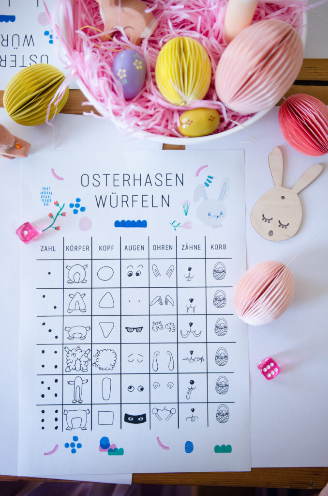 Osterhasen würfeln Free Printable 