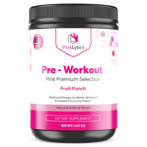 PinkLytics Pre - Workout Premium Selection with Fruit Punch Flavor . Our formular is synthesized to improve exercise performance, increase muscle protein synthesis, prevent muscle tissue breakdown, increase energy, increase cognition, enhance your pump, and take your workouts to the next level. Pink Premium Selection for women.