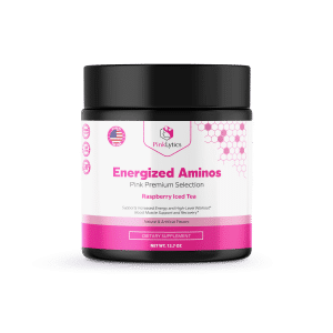 Energized Aminos Raspberry Iced Tea from PinkLytics Pink Premium Selection. Helps with everyday energy, higher daily metal focus, boosted athletic performance and stimulates muscle recovery. Energized Aminos from PinkLytics Premium Selection, can be used for optimizing daily energy and for a boost, just before your workout session.