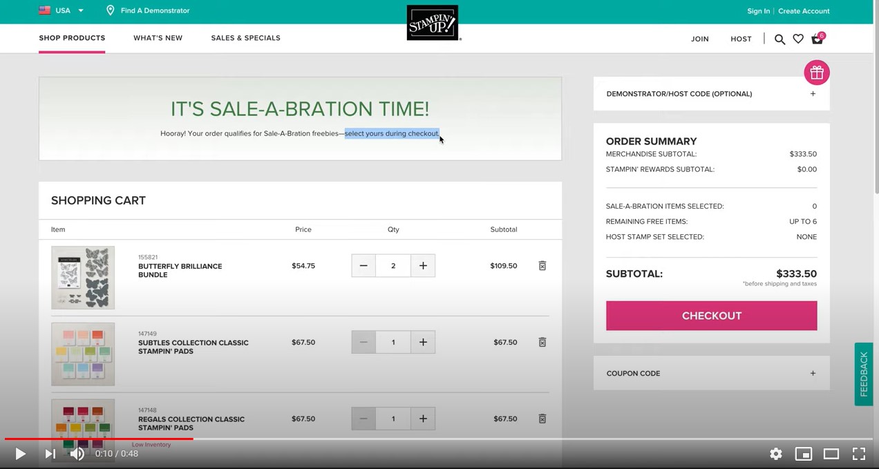 TIPP … Online-Shoppen & Sale-a-bration-Prämien hinzufügen