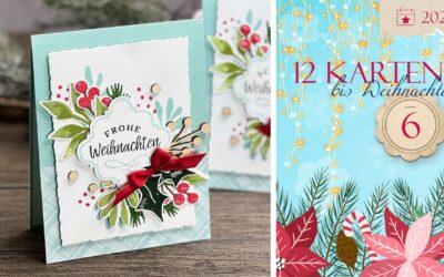 12 Karten bis Weihnachten 9.06 – Weihnachtsgrün auf Aquamarin