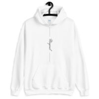 Cozy unisex go-to white hoodie in a loose fit to curl up in. Nice medium weight fabric with a super soft fleece inside. DTG Print on the front and upper back.