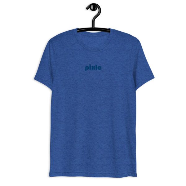 Soft and lightweight tri-blend fabric t-shirt in a vibrant electric royal blue. This royal blue shirt is comfortable and flattering and comes with tone-on-tone embroidery on the chest.