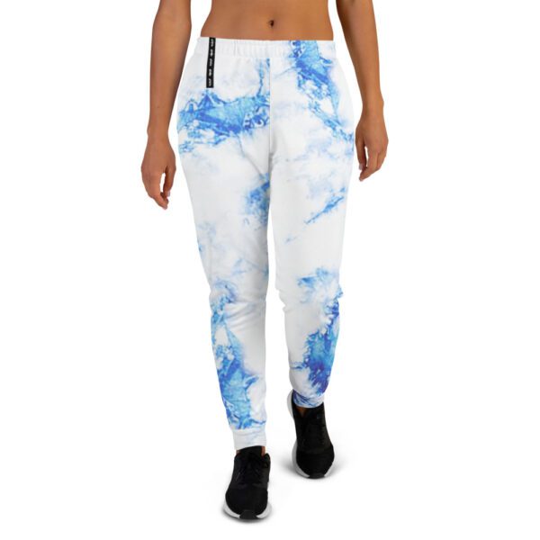 Super comfy slim fit joggers made from a soft cotton blend, these sweatpants feature a vibrant blue and white tie-dye sublimation print all over that won’t fade.