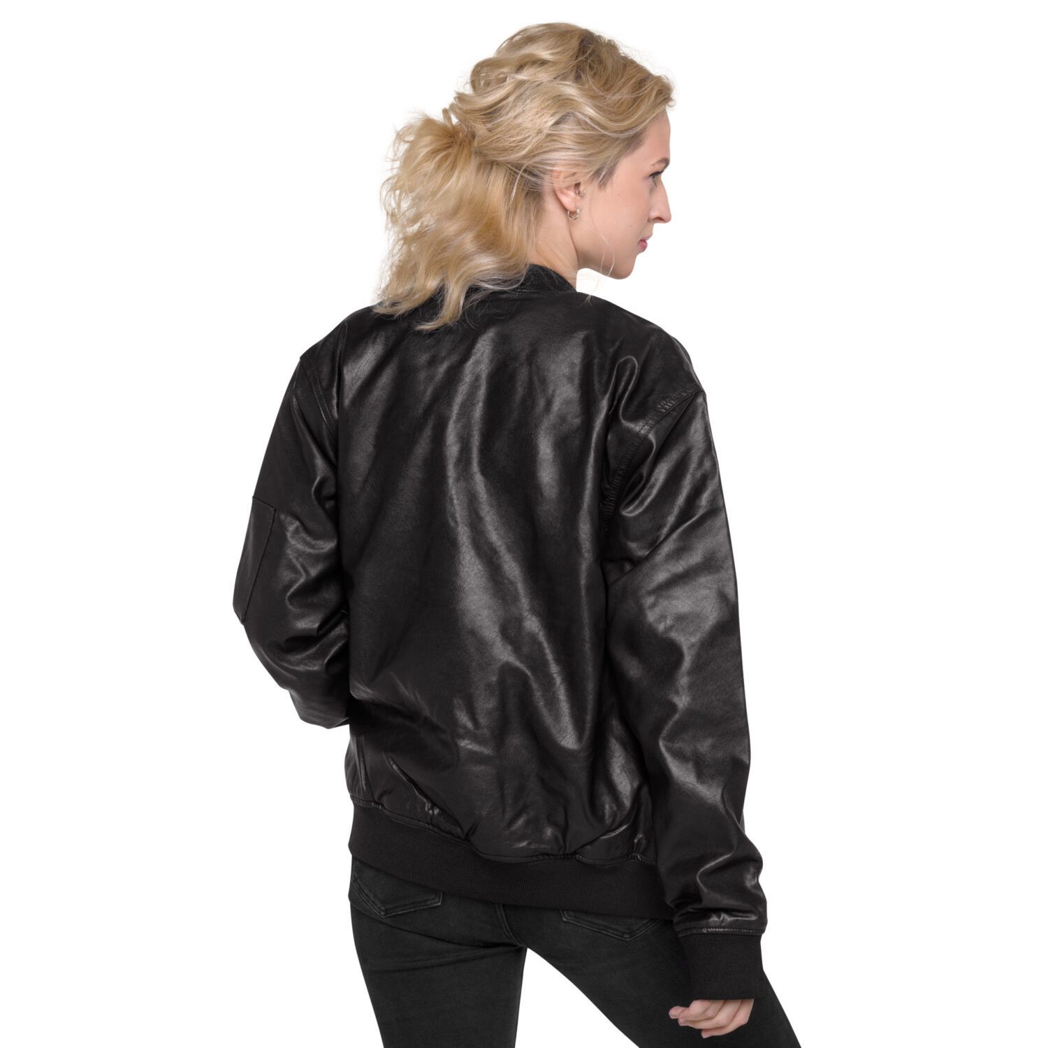 Vegan Leather Bomber Jacket - Image 8