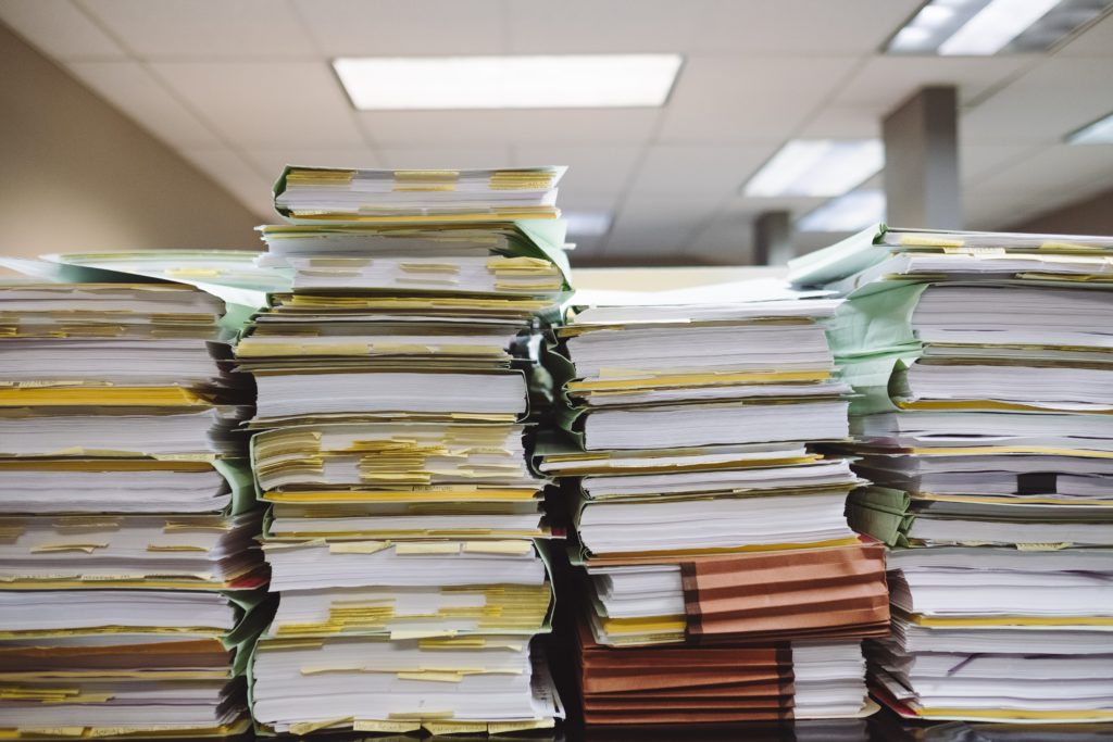 work files on a pile