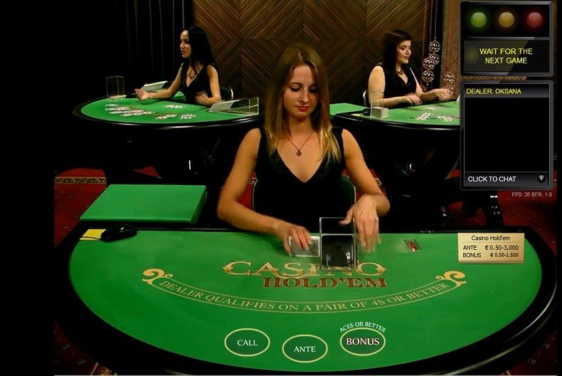 online casino Hold'em poker tegen live dealers