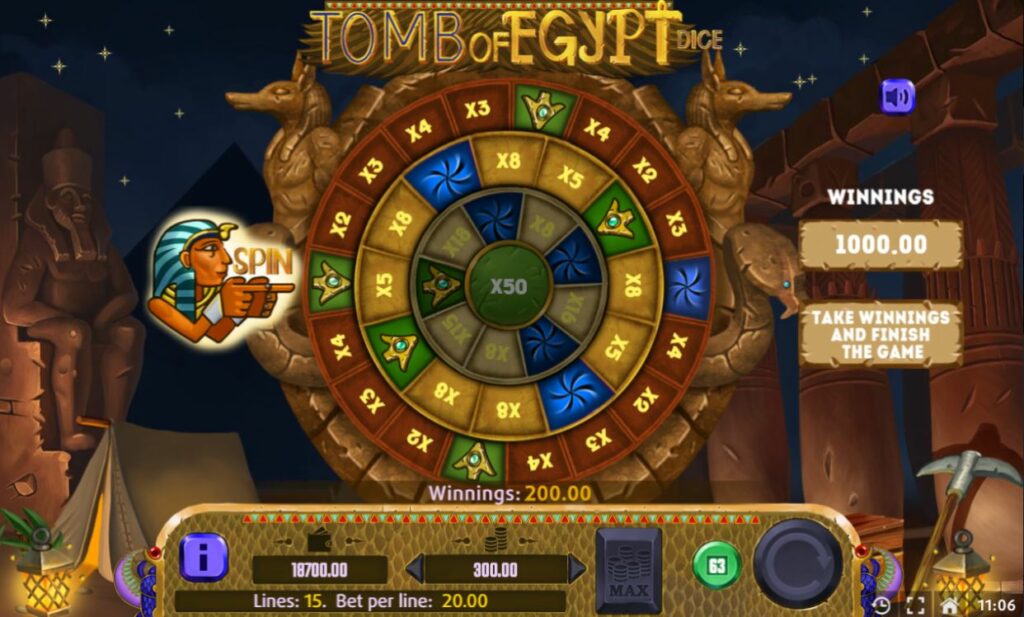 Tomb of Egypt Dice  Wheel of Fortune