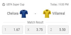 Bet on the UEFA Supercup final: Chelsea vs. Villarreal