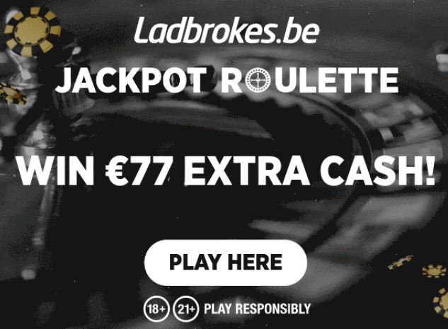 Win €77 extra with Ladbrokes jackpot roulette