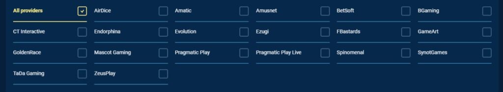 Magic Betting Casino game providers