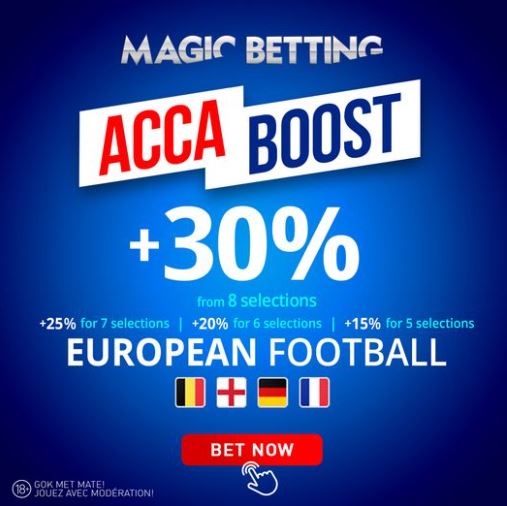 Up to 30% boost on European football at MagicBetting