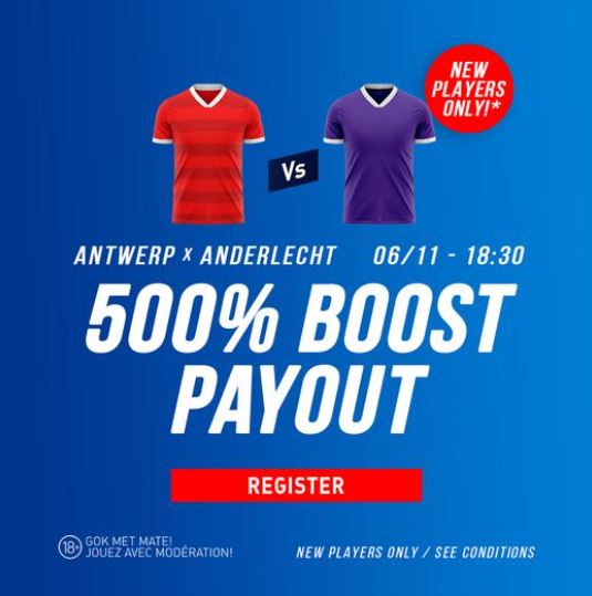 Antwerp FC en RSC Anderlecht 500% boost