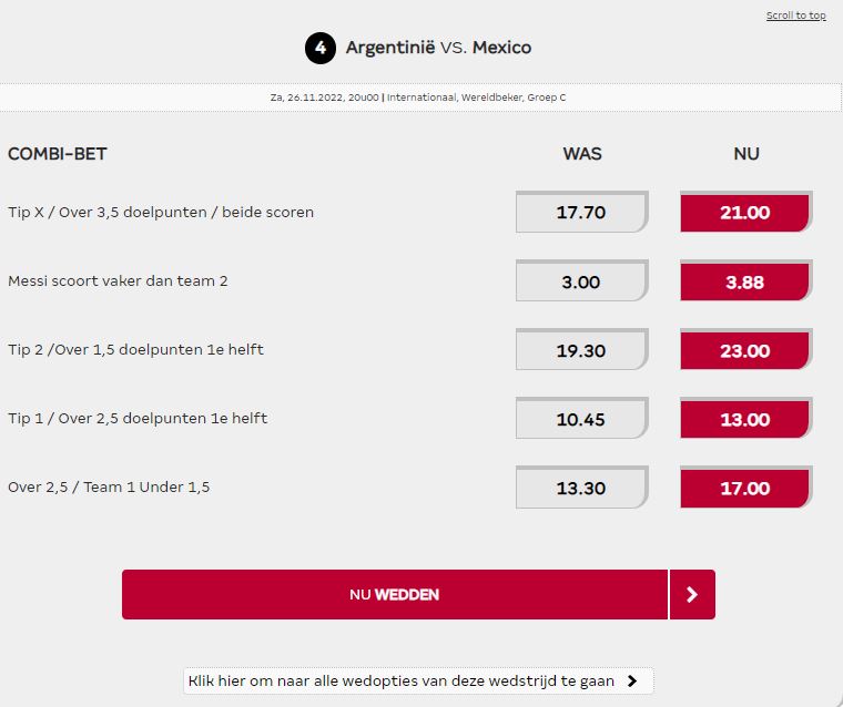 Argentinië ...-... Mexico odds boost Betcenter