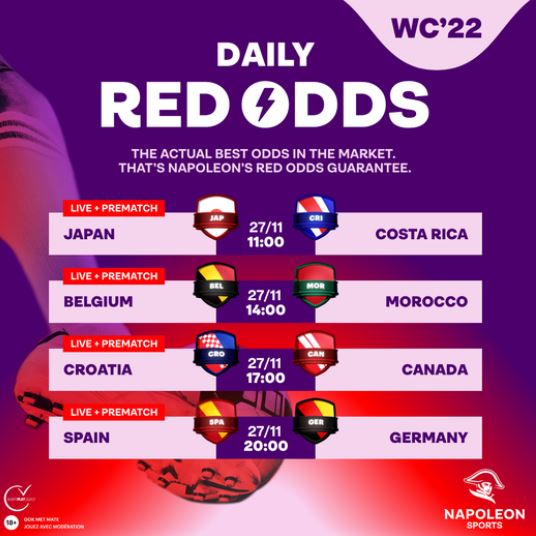 Enjoy the Daily Red Odds on 27/11 at Napoleon
