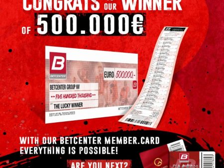 €500.000 voor de 1ste keer ooit bij Betcenter gewonnen