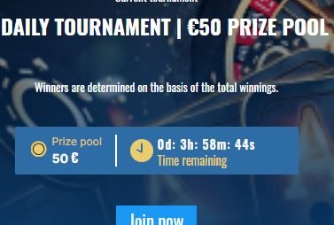 Daily casino tournament with a €50 prize pool