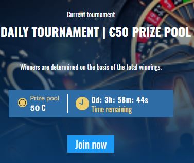 Daily casino tournament with a €50 prize pool