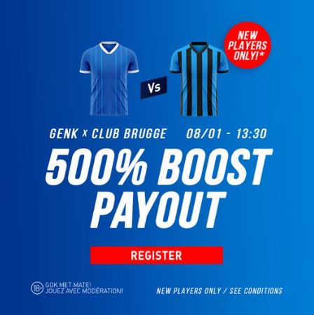 500% boost uitbetaling op Genk vs Club Brugge