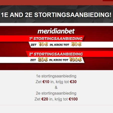 2 stortingsaanbiedingen bij Meridianbet voor nieuwe spelers