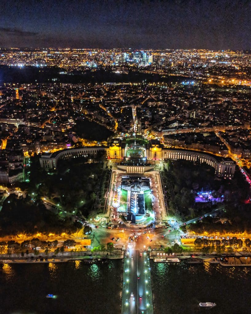 In Europe, Paris is one of the most common places for pickpockets so you need to know how to stop them. This photo is taken from the top of the Eiffel  tower overlooking the city at night.
