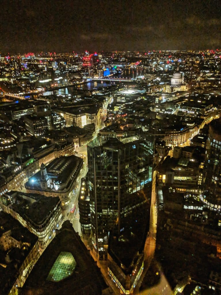 Whilst London isn't common for pickpockets in Europe, it is still good to know how to stop them. This photo is taken from above of London at night.