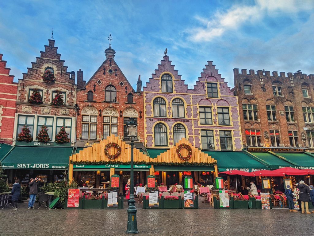 Bruges markets are great to visit around the winter with some many beautiful bright coloured buildings.