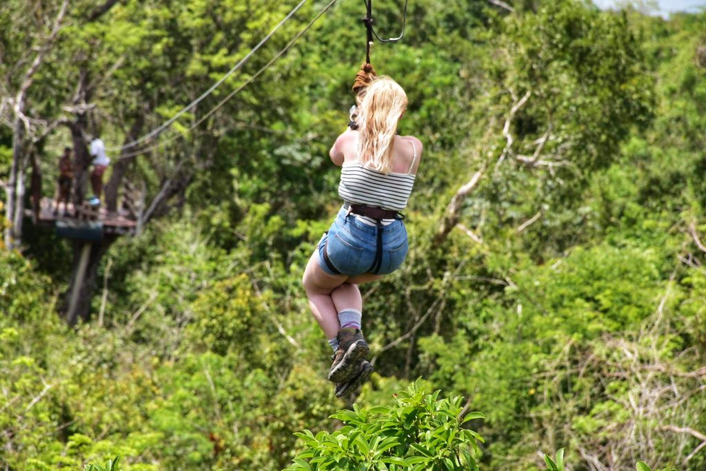Amy is zip-lining across the Mexican Jungle. Make sure you learn new things when you're travelling and embrace every opportunity.