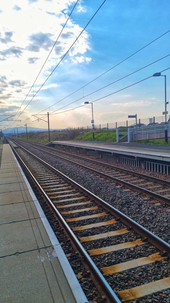 We love getting a train somewhere new because it can be as romantic as we want and they are cheap days out. We got the train to somewhere different and took this image of the train tracks when we got back. The sunset was so beautiful we couldn't help ourselves.