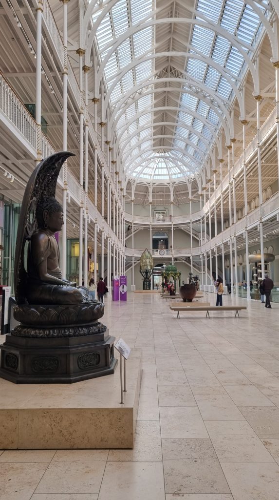 Exploring a museum together is a great way to spend some quality time and also have some talking points. This photo is from the National Museum of Scotland with its beautiful high ceilings.