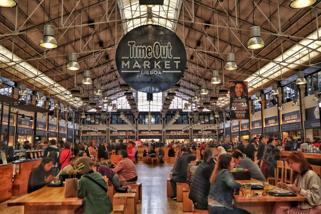 The time out market is one of the best places to go in Lisbon because you get to enjoy the Portuguese cuisine in a unique way.